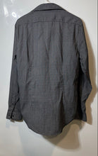 Load image into Gallery viewer, Zara Mens Black Geometric Long Sleeve Collared Slim Fit Button-Up Shirt Size L
