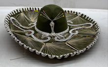 Load image into Gallery viewer, Pigalle Unisex Green Velvet Embroidery Traditional Mexican Mariachi Sombrero Hat
