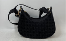 Load image into Gallery viewer, Tommy Hilfiger Womens Black Monogram Detachable Strap Zip Top Shoulder Purse
