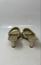 Load image into Gallery viewer, Michael Kors Womens Nadia Metallic Gold Braided Strap High Slide Sandals Size 6M
