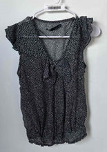 Load image into Gallery viewer, Zara Basic Womens Black Animal Print Flutter Sleeve Pullover Blouse Top Size M
