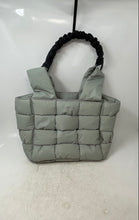 Load image into Gallery viewer, Longlai Womens Gray Black Double Handle Lined Quilted Puffer Tote Handbag
