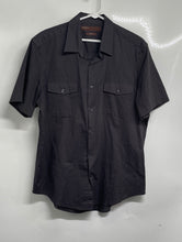 Load image into Gallery viewer, Perry Ellis Mens Dark Gray Cotton Short Sleeve Slim Fit Button-Up Shirt Size L
