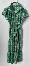 Load image into Gallery viewer, Max Studio London Womens Green Short Sleeve Collared Self-Tie Shirt Dress Sz XS
