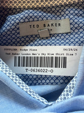 Load image into Gallery viewer, Ted Baker Mens Sky Blue Spread Collar Long Sleeve Pockets Dress Shirt Size 7
