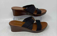 Load image into Gallery viewer, Italian Shoemakers Womens Black Brown Wedge Heel Slip-On Slide Sandals Size 10
