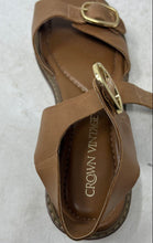 Load image into Gallery viewer, Crown Vintage Womens Irenna Brown Leather Buckle Ankle Strap Sandals Size 9M
