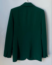Load image into Gallery viewer, Zara Womens Green Long Sleeve Pockets Shawl Lapel One-Button Blazer Size Small

