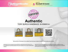 Load image into Gallery viewer, Authentic Tory Burch Womens Yellow Beige Pierson Dipped Jaden Tote Bag Damaged

