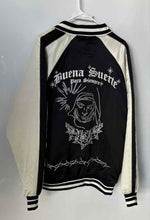 Load image into Gallery viewer, Forever 21 Mens Black White Embroidered Rose Long Sleeve Varsity Jacket Size XL
