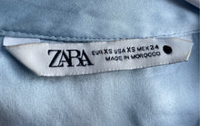 Load image into Gallery viewer, Zara Womens Baby Blue Long Sleeve Band Collar Button-Up Shirt Size XS

