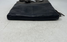 Load image into Gallery viewer, Brighton Womens Gray Black Leather Inner Pockets Adjustable Strap Crossbody Bag
