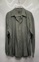 Load image into Gallery viewer, Calvin Klein Mens Green Striped Cotton Collared Long Sleeve Dress Shirt Sz 17/36

