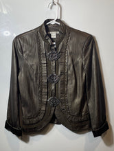 Load image into Gallery viewer, Peter Nygard Womens Bronze Long Sleeve Embellished Leather Jacket Size 6
