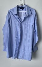 Load image into Gallery viewer, Tommy Hilfiger Mens Blue Striped Regular Fit Long Sleeve Dress Shirt Size 18.5

