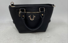Load image into Gallery viewer, True Religion Womens Black Leather Outer Pockets Double Handles Satchel Bag
