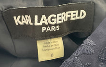 Load image into Gallery viewer, Karl Lagerfeld Womens Blue Floral Applique V-Neck Hi-Low Hem A-Line Dress Size 0
