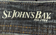 Load image into Gallery viewer, St. John's Bay Womens Blue Denim Button Front Belt Loops Bermuda Shorts Size 8
