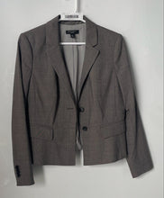 Load image into Gallery viewer, Ann Taylor Womens Gray Printed Single-Breasted Two-Button Blazer Size 10P
