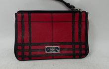 Load image into Gallery viewer, Lauren Ralph Lauren Womens Red Black Plaid Pebbled Leather Wristlet Wallet
