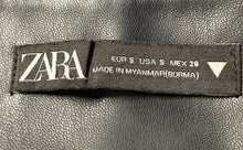 Load image into Gallery viewer, Zara Womens Black Faux Leather Back Zip High Waist Short Mini Skirt Size Small
