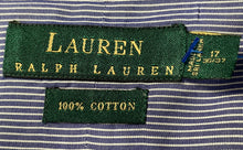 Load image into Gallery viewer, Lauren Ralph Lauren Mens Blue White Striped Cotton Dress Shirt Size 17 36/37

