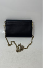 Load image into Gallery viewer, Calvin Klein Womens Black Gold-Tone Leather Chain Strap Crossbody Bag Worn
