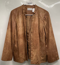Load image into Gallery viewer, Alfred Dunner Womens Brown Studded Long Sleeve Open Front Jacket Size 14
