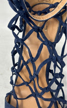 Load image into Gallery viewer, New York &amp; Company Womens Blue Brown Back Zip Block Strappy Heels Size 9
