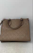 Load image into Gallery viewer, Nine West Womens Brown Monogram Embossed Shoulder Strap Satchel Handbag
