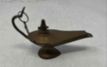 Load image into Gallery viewer, Brass Aladdin Genie Style Decorative Oil Lamp With Chain-Attached Lid
