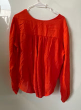 Load image into Gallery viewer, Free People Womens Orange Long Sleeve V-Neck Pleated Blouse Top Size S
