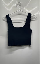 Load image into Gallery viewer, Zara Womens Black Knitted Scoop Neck Wide Shoulder Strap Cropped Tank Top Sz XS
