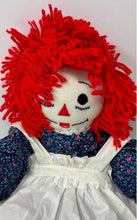 Load image into Gallery viewer, Aurora Red Yarn Hair Decorative Raggedy Ann Cloth Doll With Blue Floral Outfit
