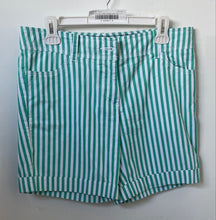 Load image into Gallery viewer, Tommy Hilfiger Womens Green White Striped Regular Fit Chino Shorts Size 8
