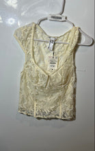 Load image into Gallery viewer, Zara Womens Cream Lace Lingerie Cropped Blouse Top Size 36B With Tag

