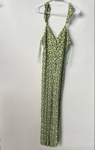Load image into Gallery viewer, Zara Womens Green &amp; Yellow Floral Sleeveless One-Piece Jumpsuit Size Small
