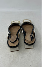 Load image into Gallery viewer, Alfani Womens Cienna White Black Leather Buckle Slingback Heels Size 6.5M
