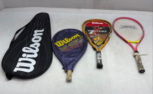 Load image into Gallery viewer, Lot Of 4 Tennis Racquetball Rackets Wilson US Open Rak Attak Slazenger Tattoo

