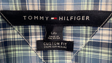 Load image into Gallery viewer, Tommy Hilfiger Mens Blue Plaid Custom Fit Long Sleeve Button-Up Shirt Size L
