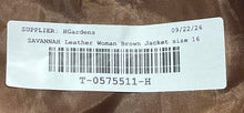 Load image into Gallery viewer, Savannah Womens Brown Leather Long Sleeve Notch Lapel One-Button Blazer Size 16
