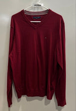 Load image into Gallery viewer, Tommy Hilfiger Mens Red Cotton Long Sleeve V-Neck Pullover Sweater Size XL
