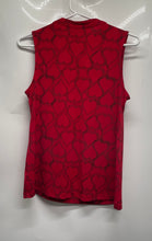 Load image into Gallery viewer, Liz Claiborne Womens Red Heart Print Sleeveless Neck Tie Blouse Top Size XS
