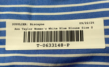 Load image into Gallery viewer, Ann Taylor Womens Blue White Striped Short Sleeve Button Front Blouse Top Size S
