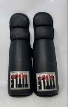 Load image into Gallery viewer, Title Boxing Black Leather Adjustable 2 Pcs MMA Shin Guards Size Large
