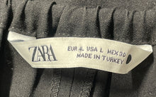 Load image into Gallery viewer, Zara Womens Black Flat Front Slash Pocket Drawstring Trouser Pants Size L

