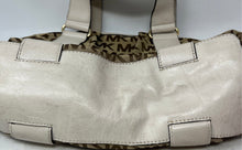 Load image into Gallery viewer, Michael Kors Womens Beige Brown Signature Leather Trim Zip Top Satchel Bag
