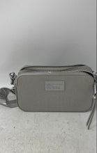 Load image into Gallery viewer, Prune Womens Penny Silver Faux Saffiano Leather Double Zip Crossbody Bag
