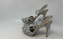Load image into Gallery viewer, Gianni Bini Womens Silver Tone Glitter Ankle Strap Sandals Size 6M Minor Stain
