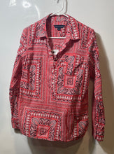 Load image into Gallery viewer, Tommy Hilfiger Womens Red Bandana Cotton Long Sleeve Popover Button-Up Top Sz M
